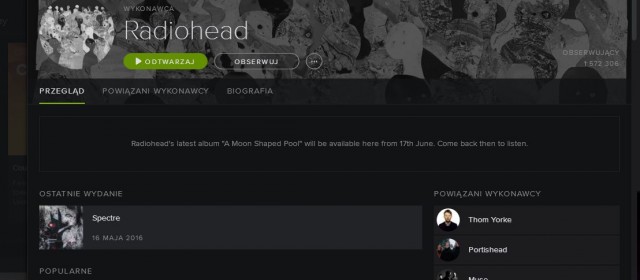 Nowa płyta Radiohead będzie dostępna na Spotify