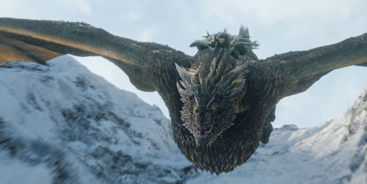 Jon Snow ujeżdżający Rhaegala class="wp-image-287549"