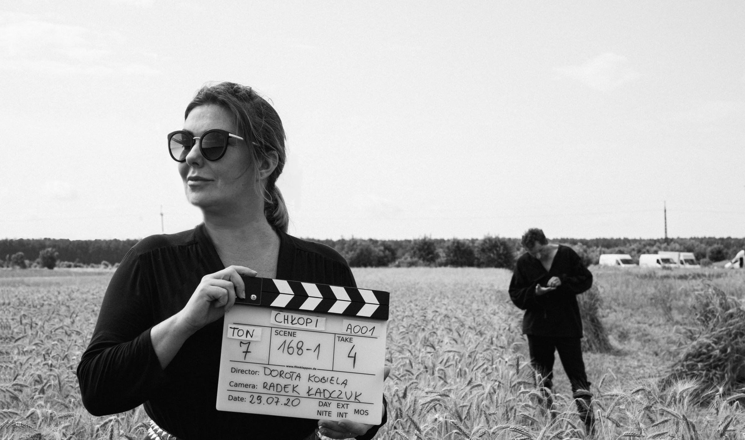 Dorota Kobiela na planie filmu Chłopi
