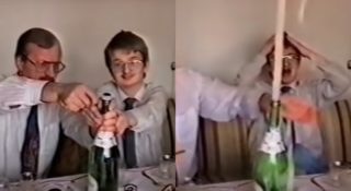 otwieranie szampana viral lata 90