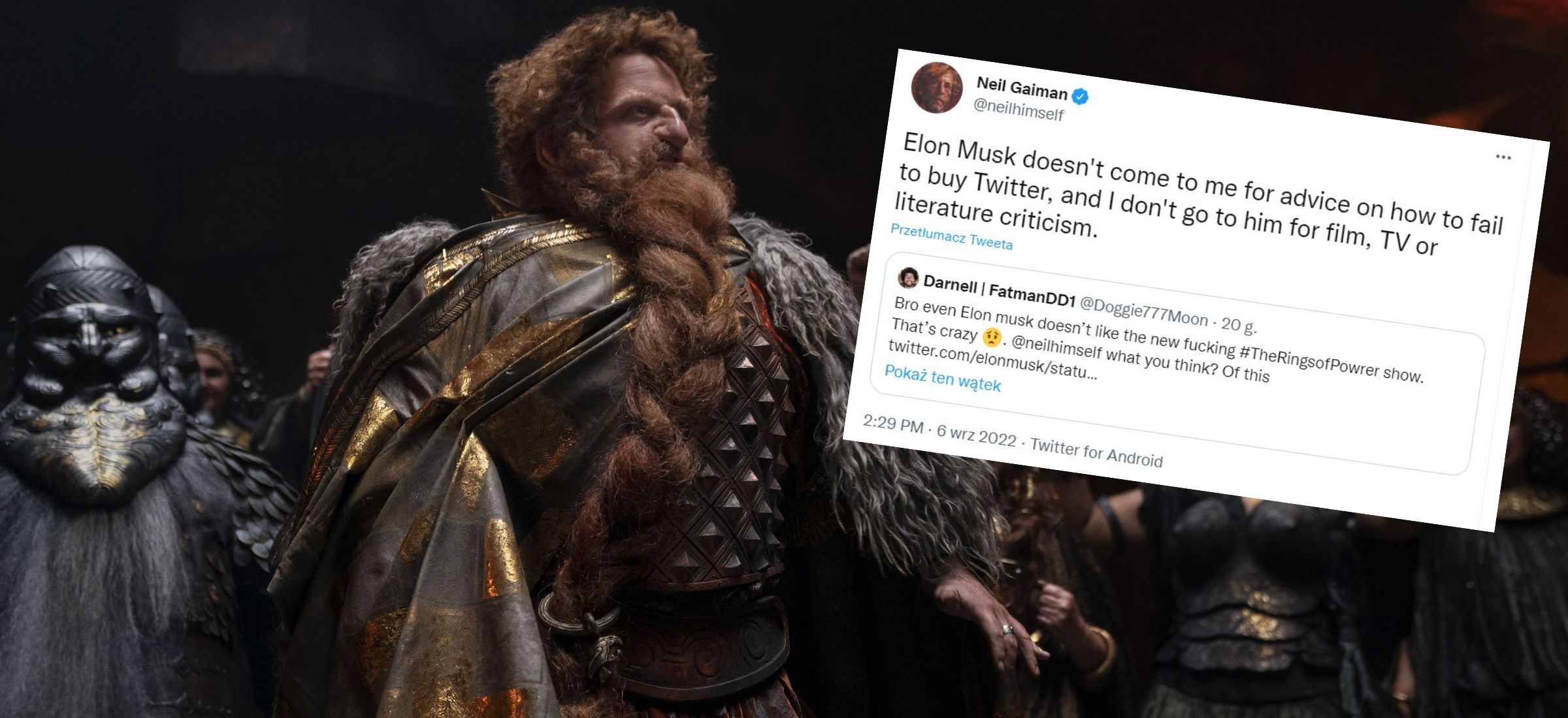 władca pierścieni pierścienie władzy elon musk neil gaiman twitter