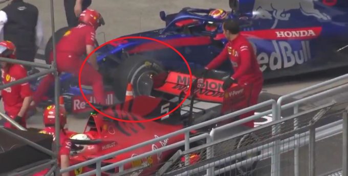 F1: Mechanicy Ferrari gasili pożar w bolidzie Toro Rosso [wideo]