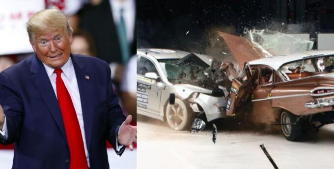 Prezydent USA Donald Trump chciałby powrotu „starej, dobrej motoryzacji”. Oto crash test samochodów z 1959 i 2009