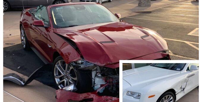 Wypożyczony Ford Mustang GT wypadek