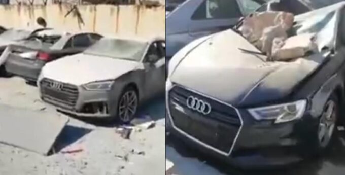 audi zniszczone wybuch