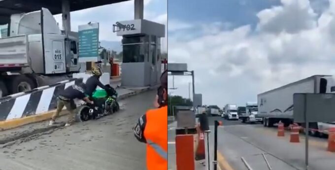 motocyklista bramka autostrada
