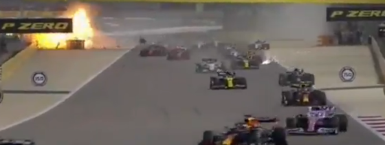 Potężny wypadek Grosjeana. Auto stanęło w płomieniach [VIDEO]