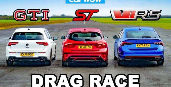 Drag race VW Golf GTI vs Ford Focus ST vs Skoda Octavia RS