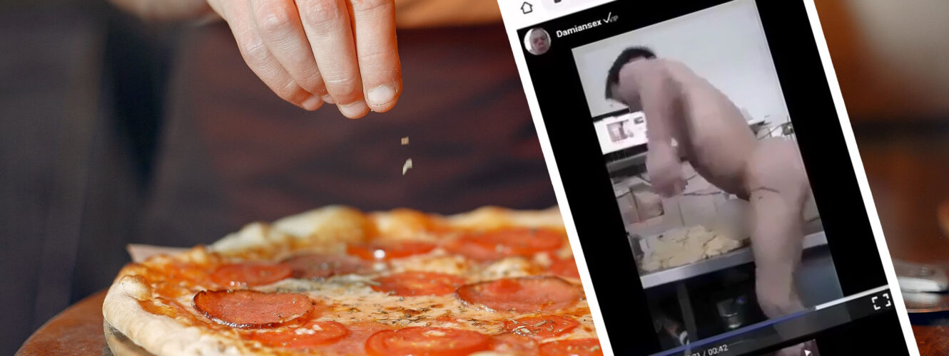 Pizzerman ugniatał ciasto penisem