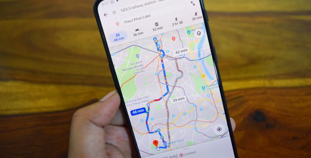 google maps nawigacja timeline oś czasu