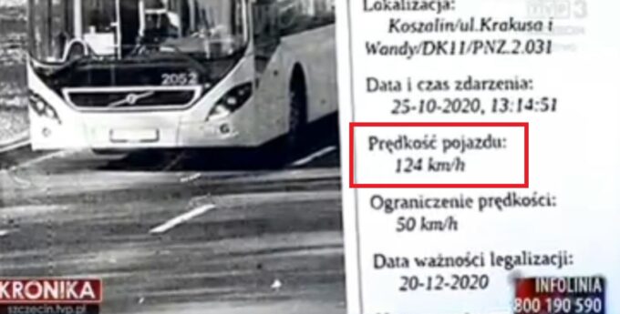 POLSKA: Jechał autobusem miejskim 124 km/h. Ludzie byli w szoku, wszystko uwiecznił fotoradar