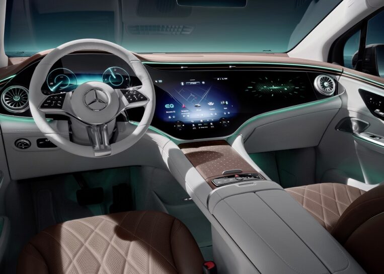 Wnętrze nowego Mercedesa EQE SUV. Awangardowa aranżacja wnętrza zachwyca wyglądem