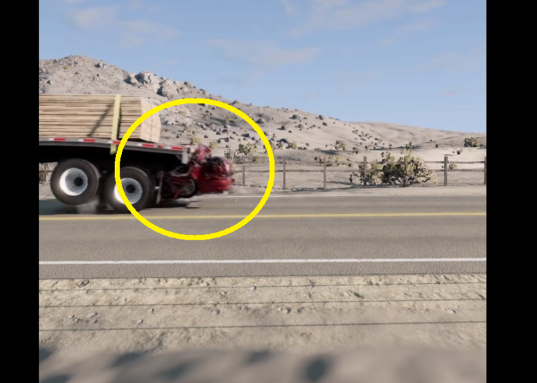 Przerażające nagranie pokazuje, co dzieje się z samochodem przy uderzeniu w naczepę [WIDEO]