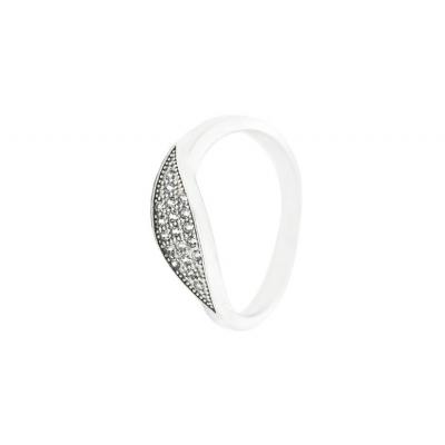Srebrny pierścionek ps114b łezka z białymi cyrkoniami