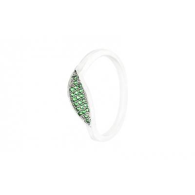 Srebrny pierścionek ps114z z zielonymi cyrkoniami - łezka