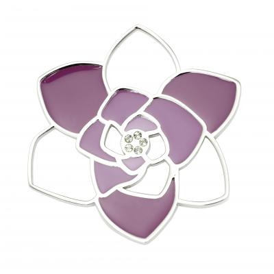 Zawieszka magnetyczna ze stali szlachetnej 2718-1 kwiat zdobiony różową emalią i cyrkoniami