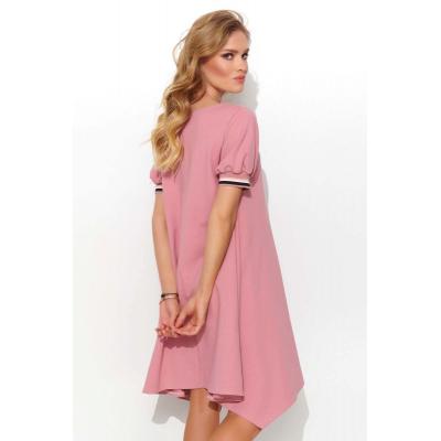 Asymetryczna sukienka z taśmami - różowa