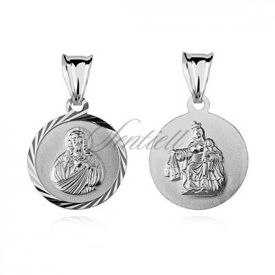 Srebrny medalik jezus / matka boska szkaplerzna