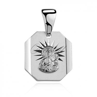 Srebrny medalik ośmioboczny pr.0925 matka boska częstochowska