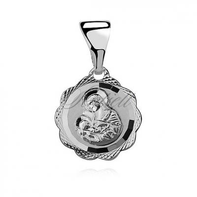 Srebrny medalik matka boska karmiąca - diamentowany
