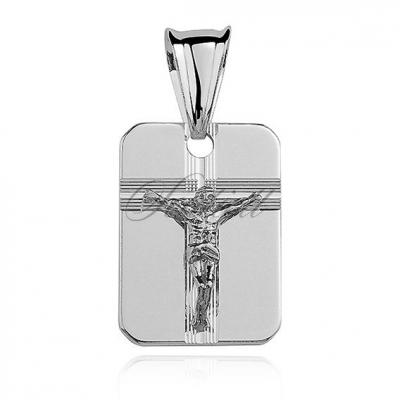 Srebrny diamentowany medalik pr.925 jezus na krzyżu