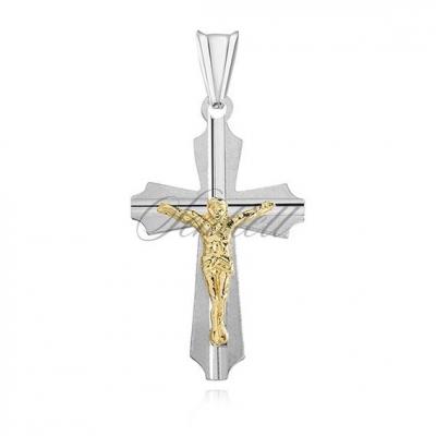Srebrny (pr.925) krzyżyk, złoty jezus