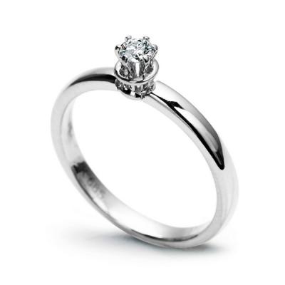 Staviori pierścionek zarczynowy z diamentem, szlif brylantowy, masa 0,10 ct. czystość si1. białe złoto 0,585.