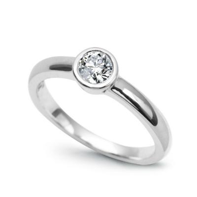 Staviori pierścionek zaręczynowy z diamentem, szlif brylantowy, masa 0,15 ct., barwa h, czystość si1-si2. białe złoto 0,585.