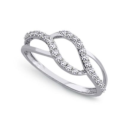 Staviori pierścionek. 26 diamentów, szlif brylantowy, masa 0,26 ct., barwa h, czystość si2. białe złoto 0,585. szerokość 5 mm.
