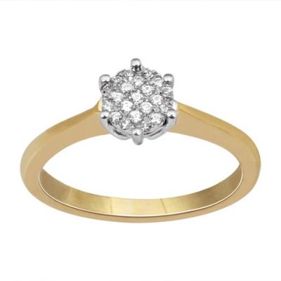 Staviori pierścionek. 21 diamentów, szlif brylantowy, masa 0,11 ct., barwa h, czystość i1. żółte, białe złoto 0,585.