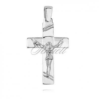 Srebrny (pr.925) krzyżyk polerowany z wizerunkiem jezusa