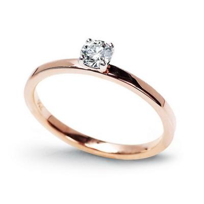 Staviori pierścionek zaręczynowy z różowego złota pr.0,585 1 diament, szlif brylantowy, masa 0,25 ct., barwa g, czystość si1-si2.