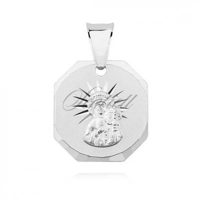 Medalik ze srebra (925) matka boska częstochowska, zawieszka ośmioboczna