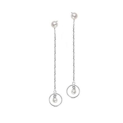 Staviori kolczyki srebrne pr.925 długie wiszące z naturalnymi perłami hodowlanymi słodkowodnymi.