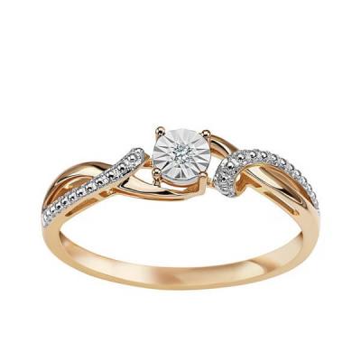 Staviori pierścionek. 1 diament, szlif brylantowy, masa 0,01 ct., barwa h, czystość si1-si2. żółte złoto 0,585.
