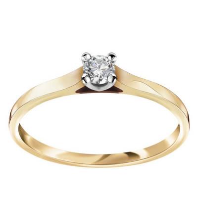 Staviori pierścionek. 1 diament, szlif brylantowy, masa 0,18 ct., barwa h, czystość si2. żółte złoto 0,585.