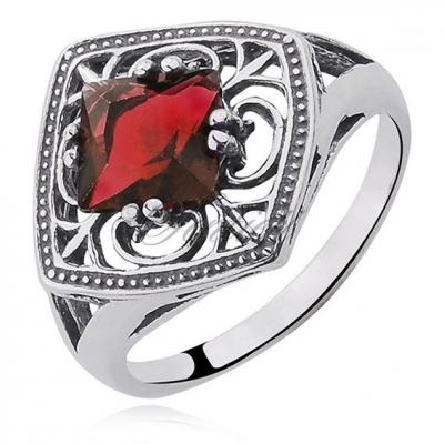 Srebrny pierścionek pr.925 cyrkonia czerwona