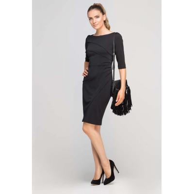 Czarna sukienka ołówkowa z ozdobnymi przeszyciami