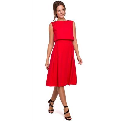 Czerwona rozkloszowana sukienka z wycięciem na plecach