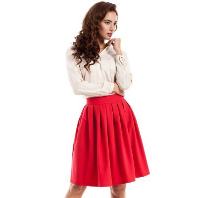 Czerwona spódnica midi z plisowaniami