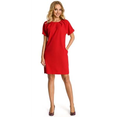 Czerwona sukienka z krótkim reglanowym rękawem