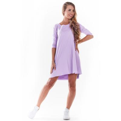 Dzianinowa sukienka o kroju litery a - purpurowa