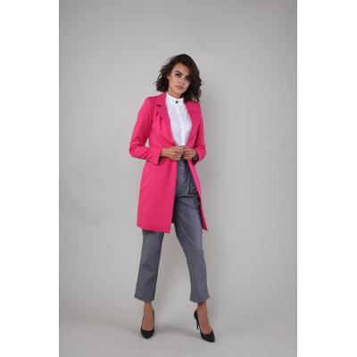Elegancki płaszcz na jeden guzik - różowy