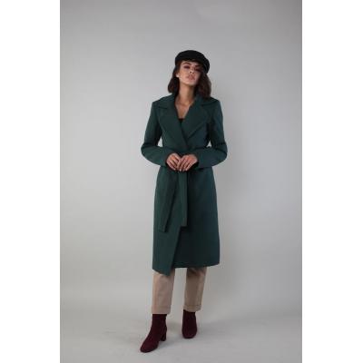 Klasyczny płaszcz wiązany w talii - zielony