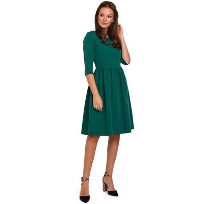 Zielona rozkloszowana sukienka z rękawem za łokcie