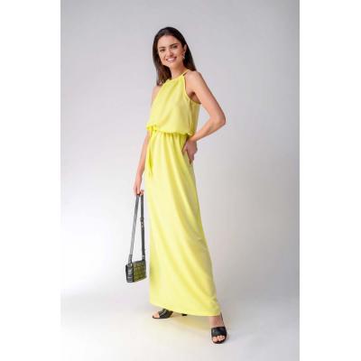 Żółta maxi sukienka z dekoltem typu halter