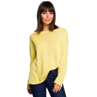 Żółty luźny ażurowy sweter