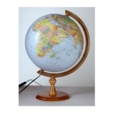 Globus 320 polityczno fizyczny podświetlany drewniana stopka