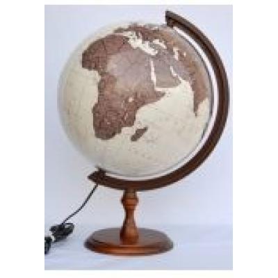 Globus 320 antyczny podświetlany drewniana stopka