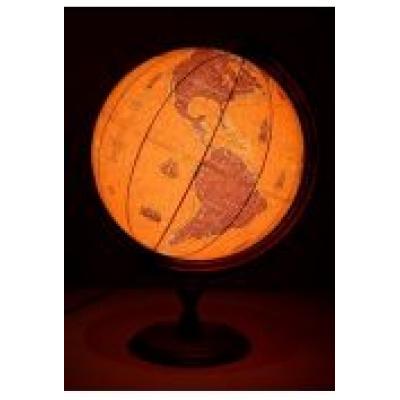 Globus 320 żaglowce podświetlany drewniana stopka